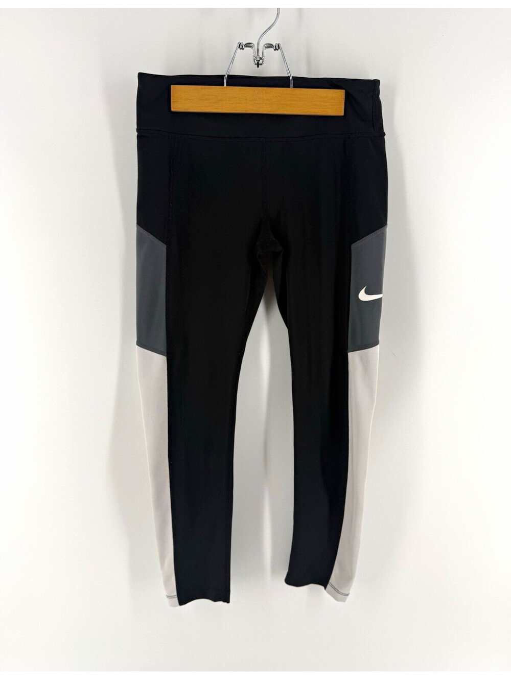 Nike Dri-FIT Colorblock Ankle Leggings Stretch Logo Women's M 21.15"